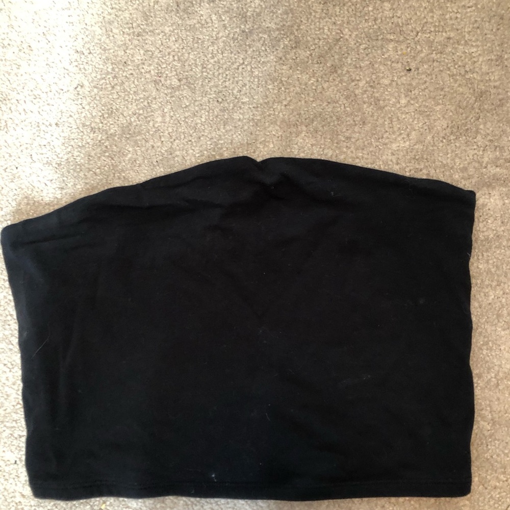 Black garage cropped tube top